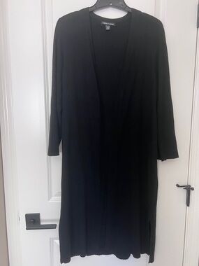 Cable & Gauge black knit duster sweater